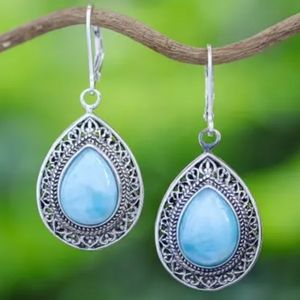 Novica Larimar and Sterling Silver 925 Earrings